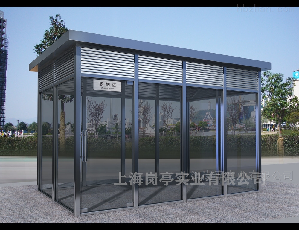 杭州工厂园区不锈钢吸烟室吸烟棚吸烟房